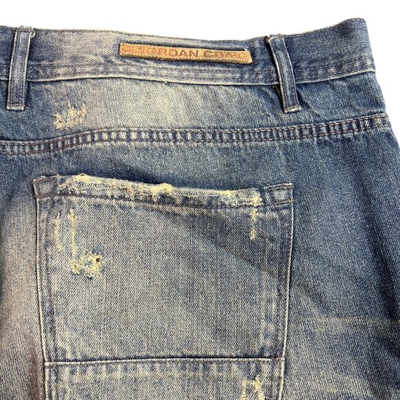 Jordan Craig Men's Distressed Ripped Jean Shorts Sz 44 Hip Hop Streetwear Grunge - Picture 6 of 13